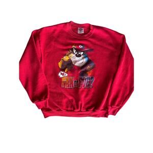 Vintage Taz NFL Kansas City Chiefs USA Made XL Red Crewneck Sweatshirt